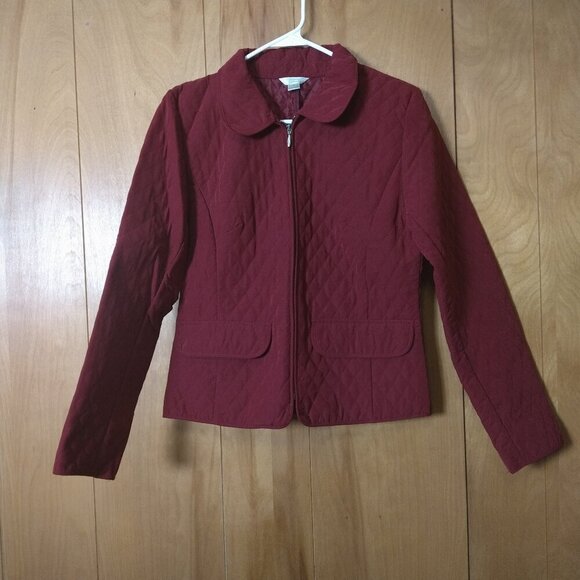 Christopher & Banks Women's Small Long Sleeve Red Zip Up Quilted Jacket - Picture 1 of 5